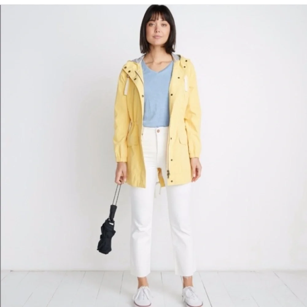 Marine Layer Millie Yellow Hooded Rain Jacket - Size Small - Picture 5 of 5